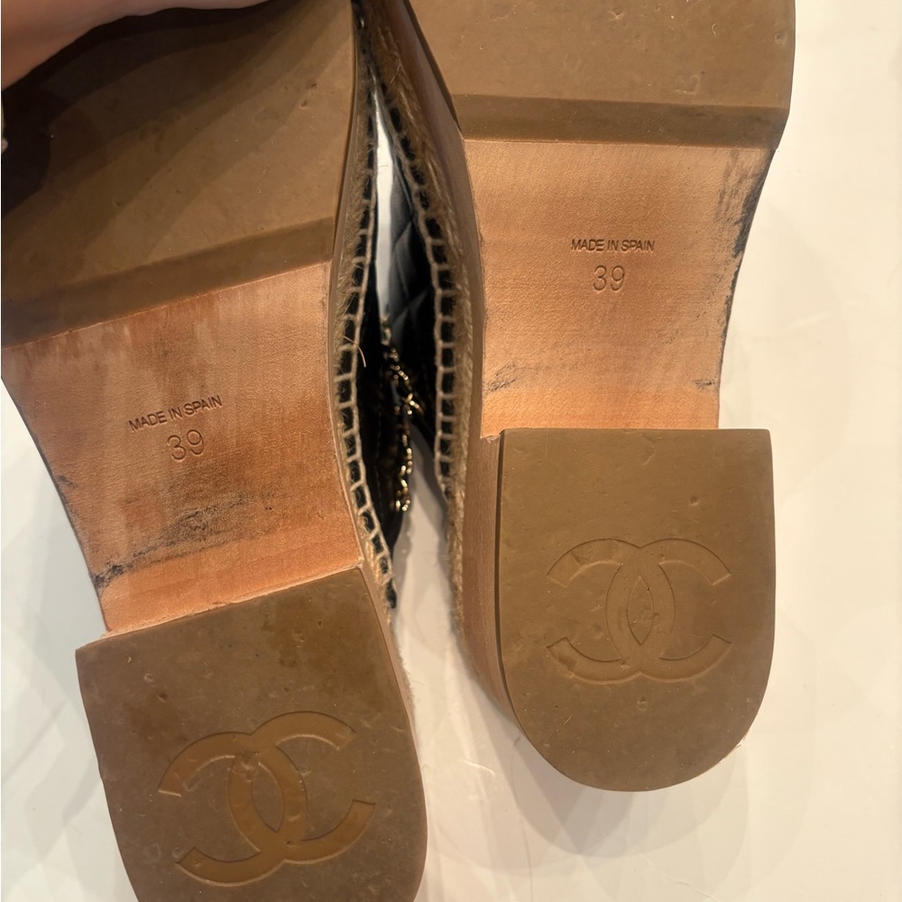 Chanel Black Quilted Mules with Chain Detail - Picture 5 of 10